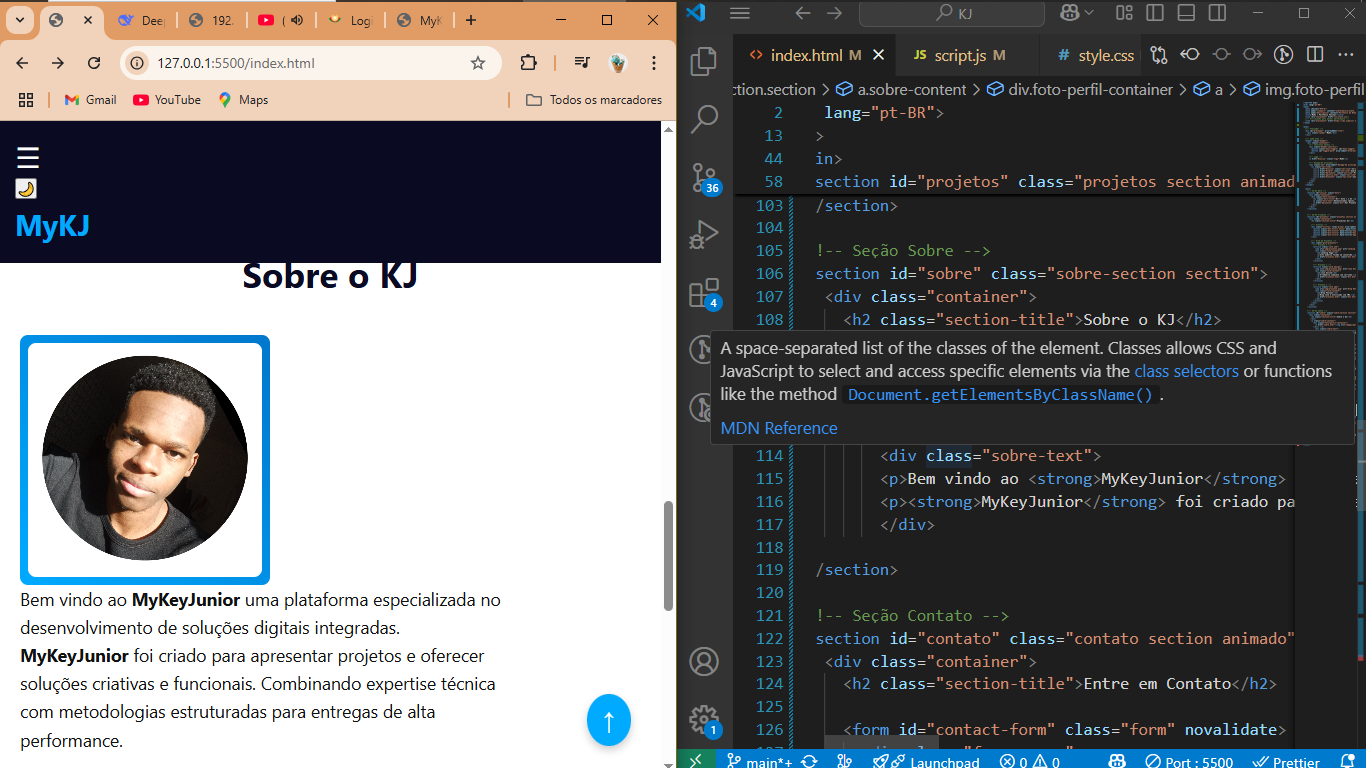 Tela do projeto MyKJ